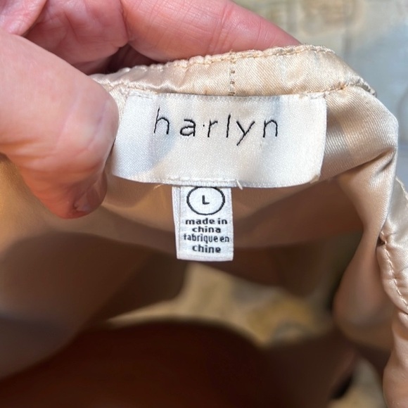 Anthropologie Harlyn Nude Satin Babydoll A-Line Mini Dress Large Size L - Picture 4 of 11